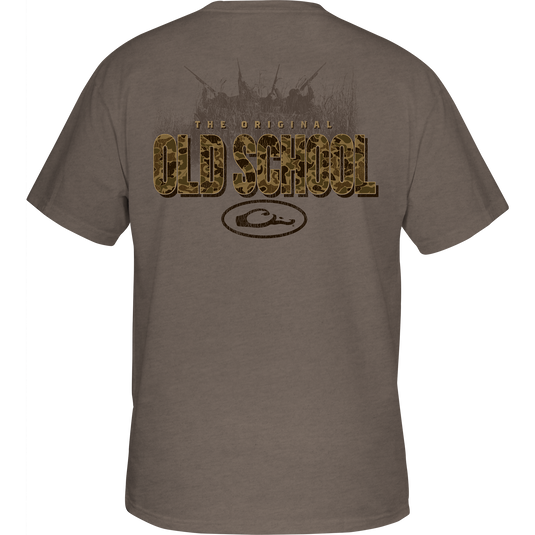 Original Old School T-Shirt features Drake Logo on front pocket and detailed graphic on back, crafted from a soft cotton-polyester blend.