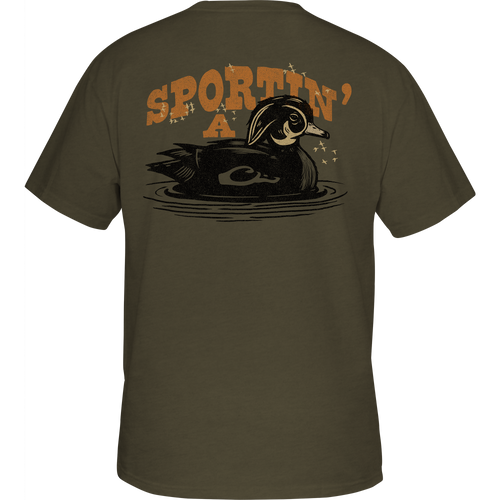 Sportin A Woodie T-Shirt with Drake logo on front pocket and graphic on back, crafted from a soft cotton-polyester blend. Part of the Snark Graphic Tee Series.