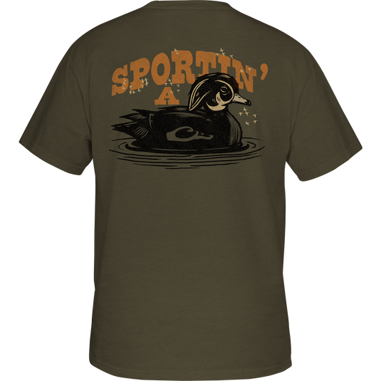 Sportin A Woodie T-Shirt with Drake logo on front pocket and graphic on back, crafted from a soft cotton-polyester blend. Part of the Snark Graphic Tee Series.