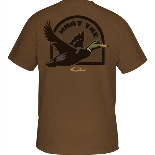 What the Duck T-Shirt featuring a front pocket with Drake logo and a humorous duck graphic on the back, crafted from a soft cotton-polyester blend.