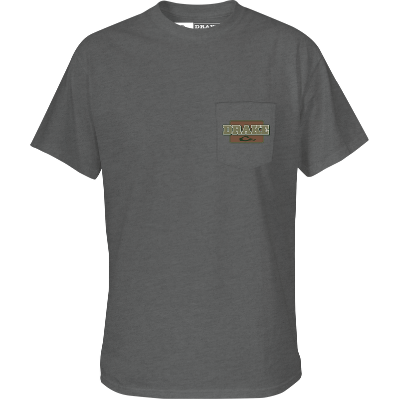 Big Duck Energy T-Shirt featuring a front pocket with Drake logo and a back graphic, made from a soft cotton-polyester blend for comfort.