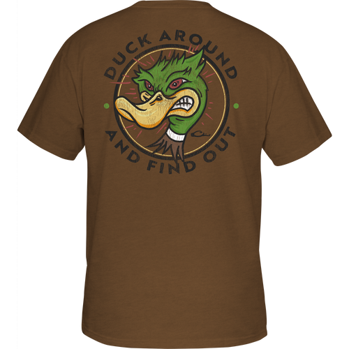 Drake Duck Around T-Shirt features a front pocket with Drake Logo and a graphic on the back, offering comfort with its cotton-polyester blend.