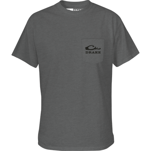 Duck Around T-Shirt with front pocket featuring Drake Logo and back graphic, made from a soft cotton-polyester blend for comfort. Part of the Snark Graphic Tee Series.