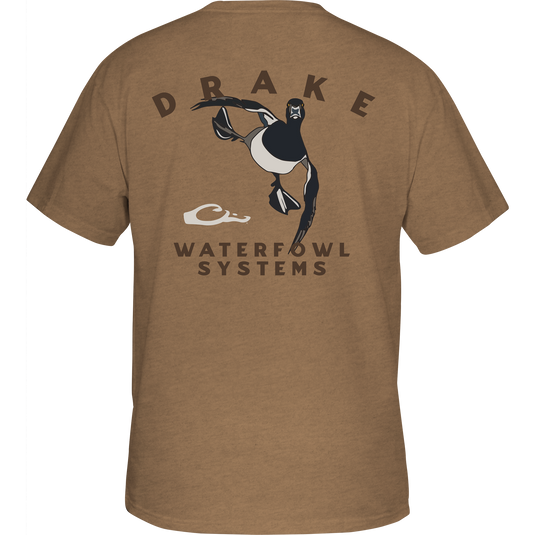 Retro Ringneck T-Shirt featuring a cartoon duck graphic on the back, designed with a blend of cotton and polyester for comfort.