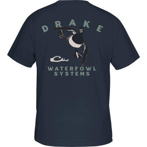 Retro Ringneck T-Shirt featuring a cartoon duck on the back, part of Purewhitelaneshop's Retro Series, with a Drake logo on the front pocket.