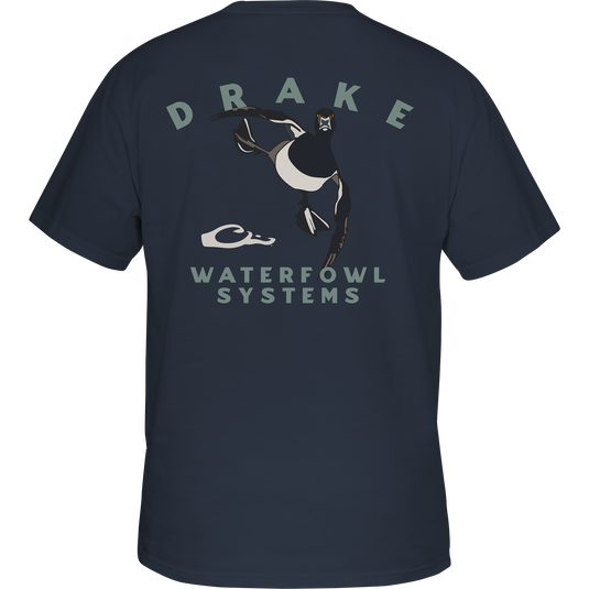 Retro Ringneck T-Shirt featuring a cartoon duck on the back, part of Purewhitelaneshop's Retro Series, with a Drake logo on the front pocket.