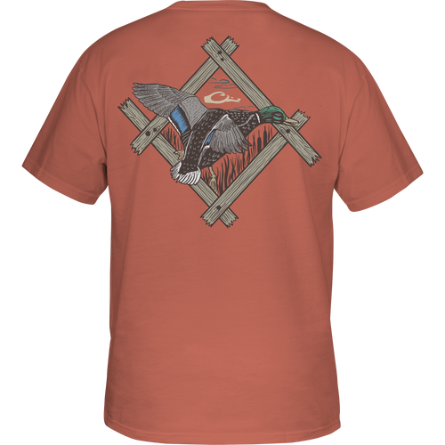 Framed Duck T-Shirt featuring a vintage-style duck graphic on the back and a Drake logo on the front pocket.