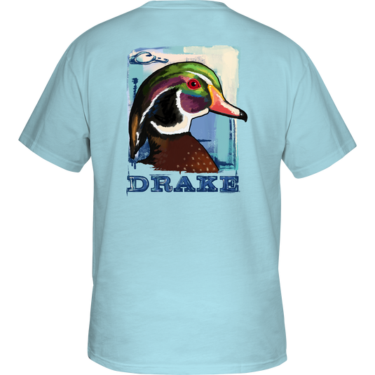 Watercolor Wood Duck T-Shirt featuring a detailed Wood Duck graphic on the back, crafted from soft, garment-washed cotton, perfect for casual wear.
