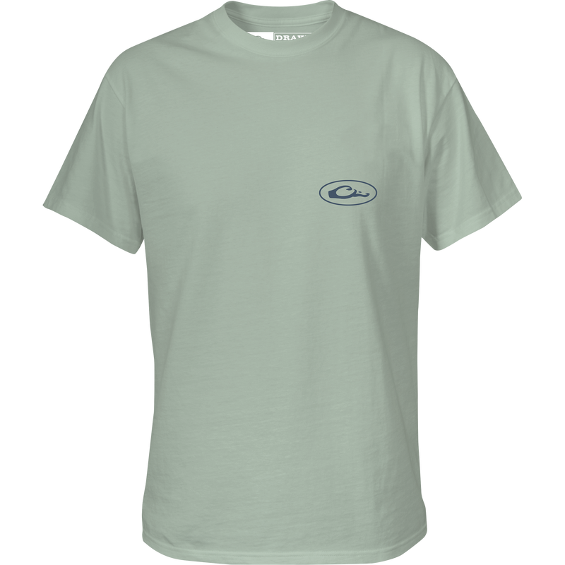 Watercolor Mallard T-Shirt with Drake logo on front left chest, featuring a Mallard graphic on the back, crafted from garment-washed 100% cotton.