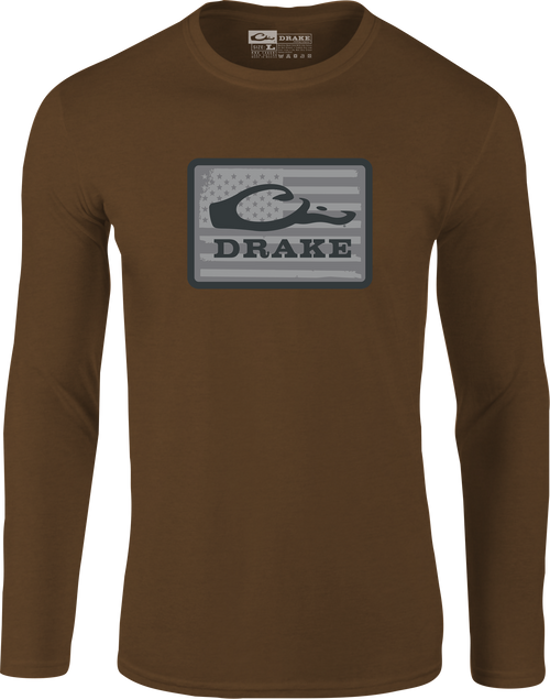 Graphic Work Long Sleeve T-Shirt featuring Drake Work Logo, crafted from a soft 60% cotton, 40% polyester blend, exemplifying comfort and workwear style.