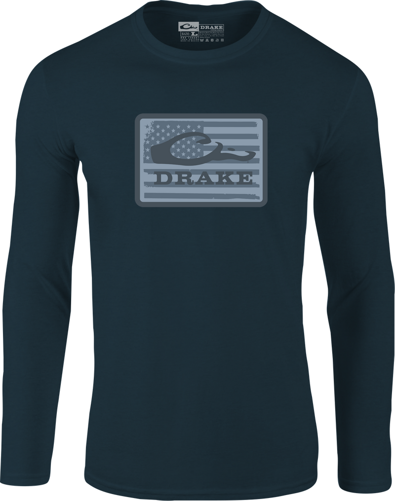 Graphic Work Long Sleeve T-Shirt featuring the Drake Work Logo, crafted from a soft cotton-polyester blend, ideal for comfort and embodying a strong work ethic.