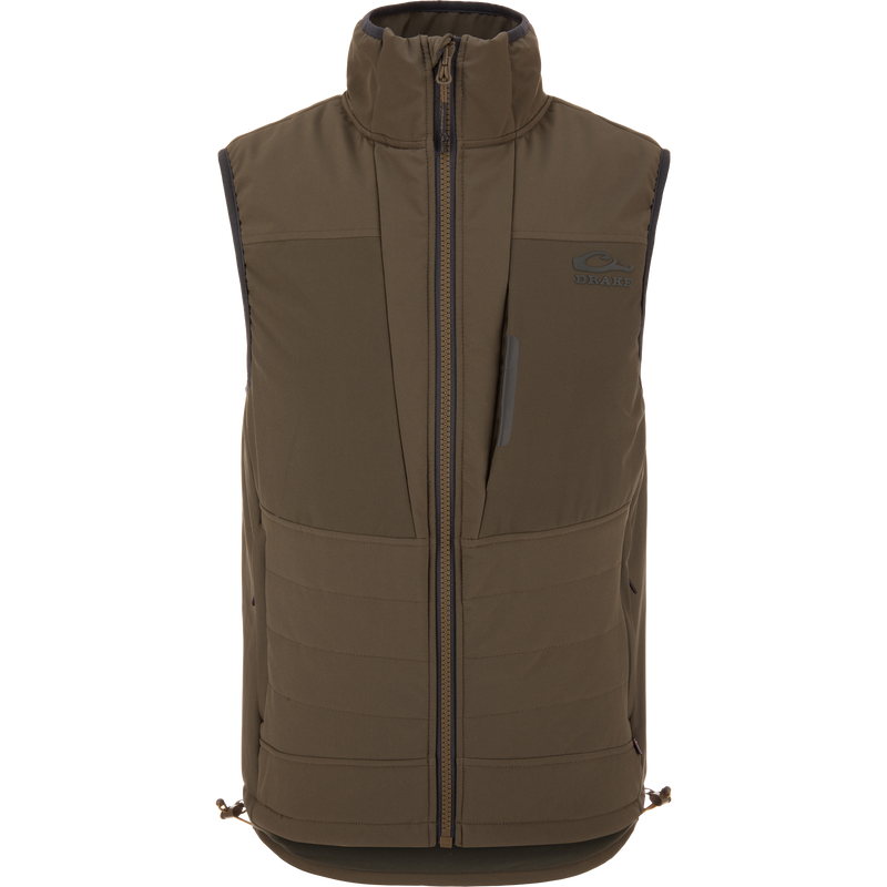 LST BMF Vest with Primaloft, featuring a quilted-insulated design, stand-up collar, Magnattach™ chest pocket, and YKK® Vislon® zipper, ideal for versatile layering.