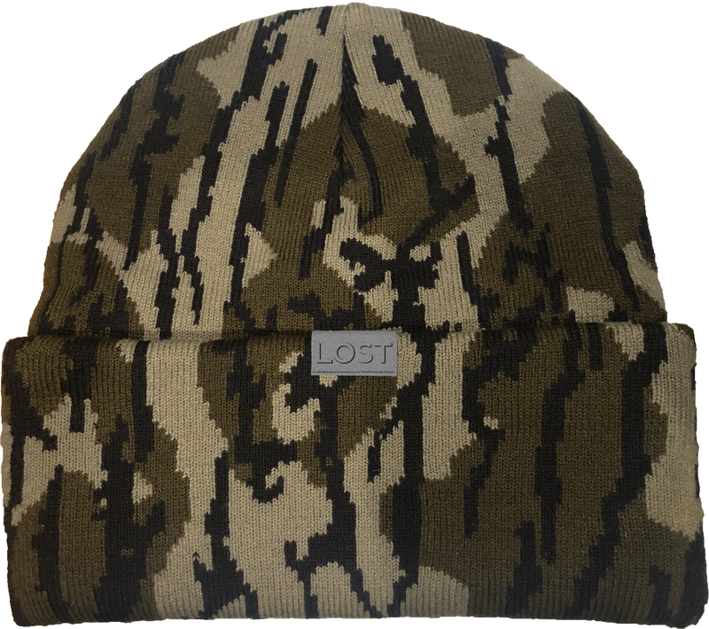 Drake X LOST Cold Front Watch Cap, a knit beanie with jacquard design, 4 cuff for warmth, ideal for cold-weather hunting adventures.