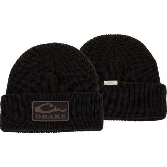 Drake X LOST Cold Front Watch Beanie with logo, featuring jacquard construction and a 4 flip cuff for warmth and comfort.