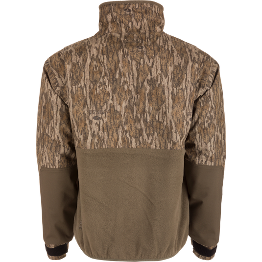 MST CommandXT Eqwader Full Zip Jacket with camo-patterned upper and fleece lower, featuring Magnattach™ chest pockets, YKK™ zippers, and water-resistant cuffs for outdoor durability.