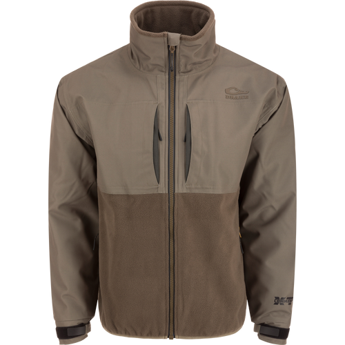 MST CommandXT Eqwader Full Zip Jacket with a high collar, smooth upper, fleece lower, Magnattach™ chest pockets, and water-resistant cuffs, ideal for outdoor enthusiasts.