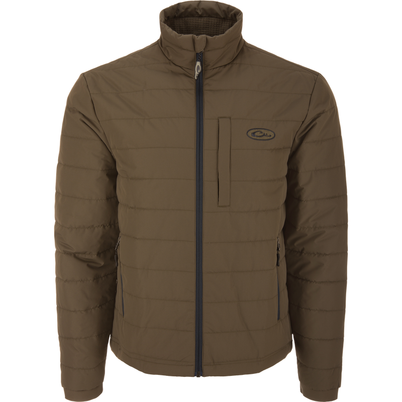 MST Synthetic Down Pack Jacket featuring a horizontal baffle design, packs into its pocket, with drawcord adjustable waist. Ideal for versatile hunting and outdoor adventures.