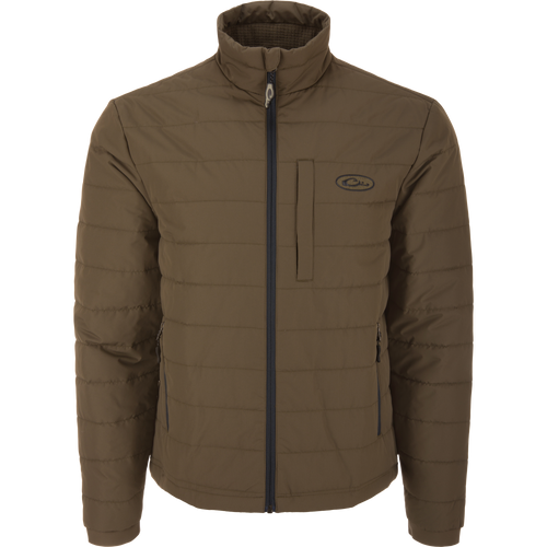 MST Synthetic Down Pack Jacket featuring a horizontal baffle design, packs into its pocket, with drawcord adjustable waist. Ideal for versatile hunting and outdoor adventures.