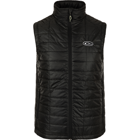 Synthetic Down Pac-Vest with DWR water-repellent finish, YKK zippered pockets, and drawcord waist. Stay protected in any weather.
