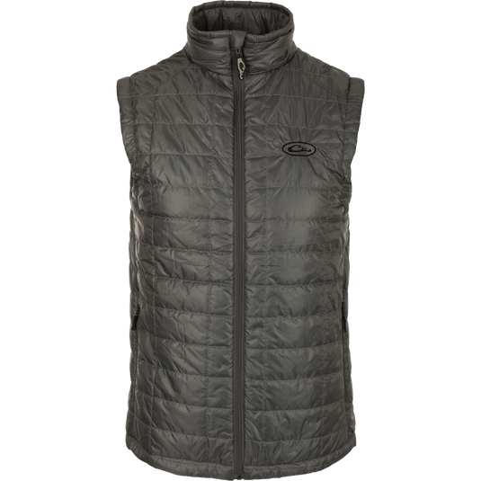 Synthetic Down Pac-Vest: A versatile vest with a water-repellent finish, zippered pockets, and a drawcord waist for outdoor adventures.