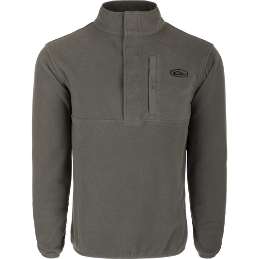 A lightweight, moisture-wicking Camp Fleece Pullover 2.0, perfect for layering with Drake outerwear. Features a neck snap closure and a vertical Magnattach™ chest pocket.