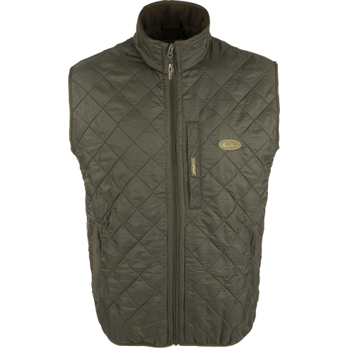 Delta Quilted Fleece Lined Vest with quilted polyester shell, micro-fleece lining, vertical chest pocket, and two fleece-lined slash pockets, ideal for functional layering.