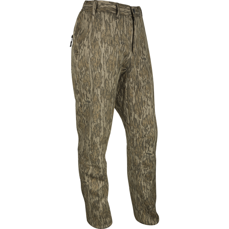 MST Ultimate Wader Pants with side zippers and elastic waist, designed for comfort under waders or casual wear. Features articulated knees and zippered pockets.