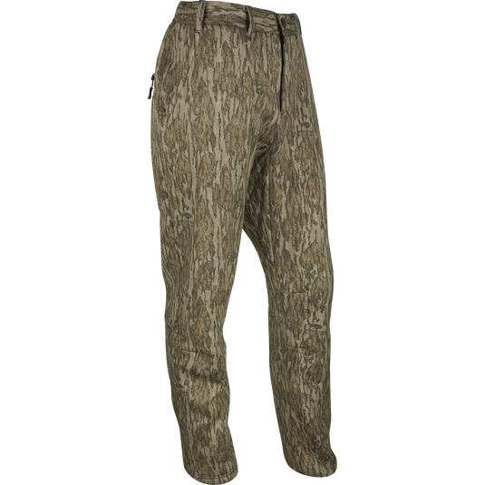 MST Ultimate Wader Pants with side zippers and elastic waist, designed for comfort under waders or casual wear. Features articulated knees and zippered pockets.
