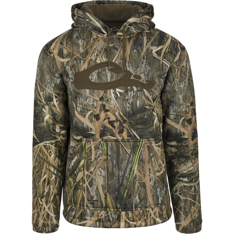 LST Silencer Fleece-Lined Hoodie featuring a double-lined hood and kangaroo pouch, designed for comfort and durability in outdoor hunting and casual settings.