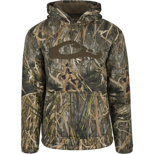 LST Silencer Fleece-Lined Hoodie featuring a double-lined hood and kangaroo pouch, designed for comfort and durability in outdoor hunting and casual settings.