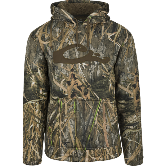 LST Silencer Fleece-Lined Hoodie featuring a double-lined hood and kangaroo pouch, designed for comfort and durability in outdoor hunting and casual settings.