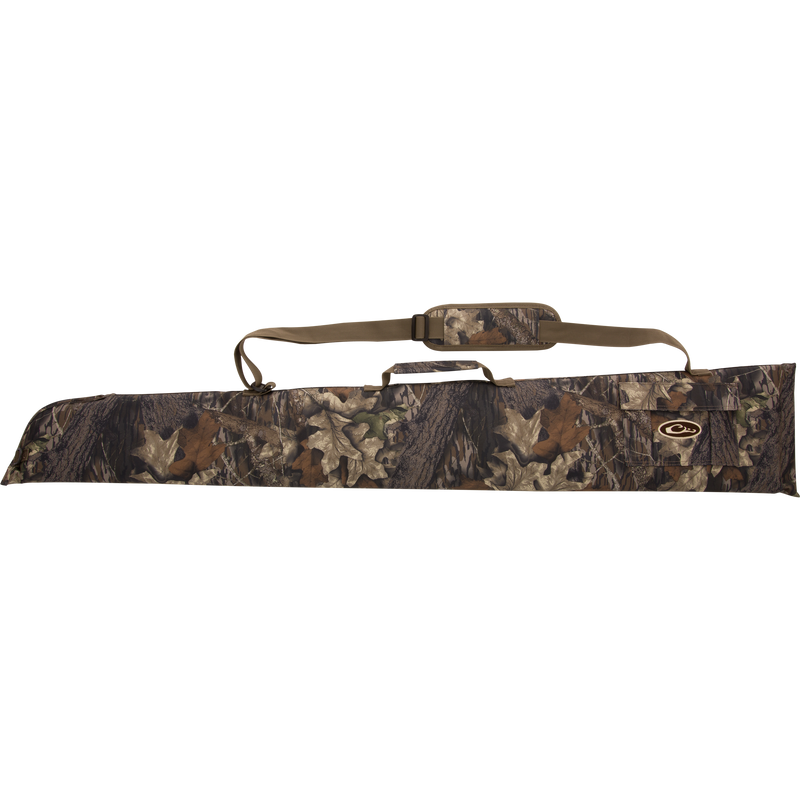 Side-Opening Gun Case with HD2™ material, adjustable padded shoulder strap, top carry handle, and outer accessory pocket, designed for shotguns up to 52 inches.