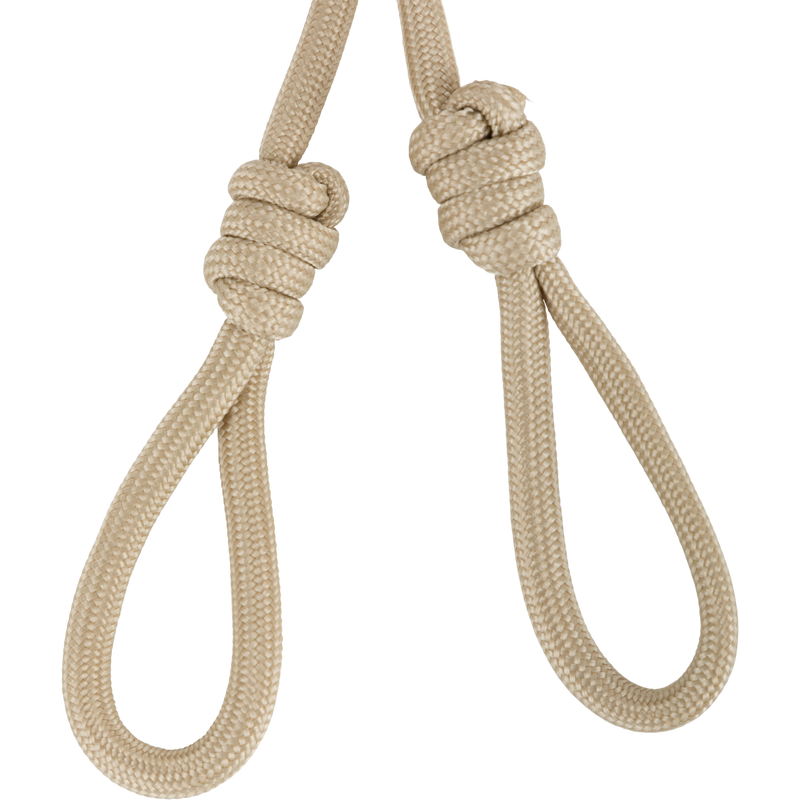 Caller's Lanyard: A close-up of a soft, Polypropylene braided cord with multiple double-loop call connections and an upper clip connection for customizable call positioning.