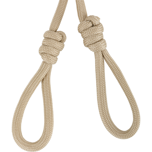 Caller's Lanyard: A close-up of a soft, Polypropylene braided cord with multiple double-loop call connections and an upper clip connection for customizable call positioning.