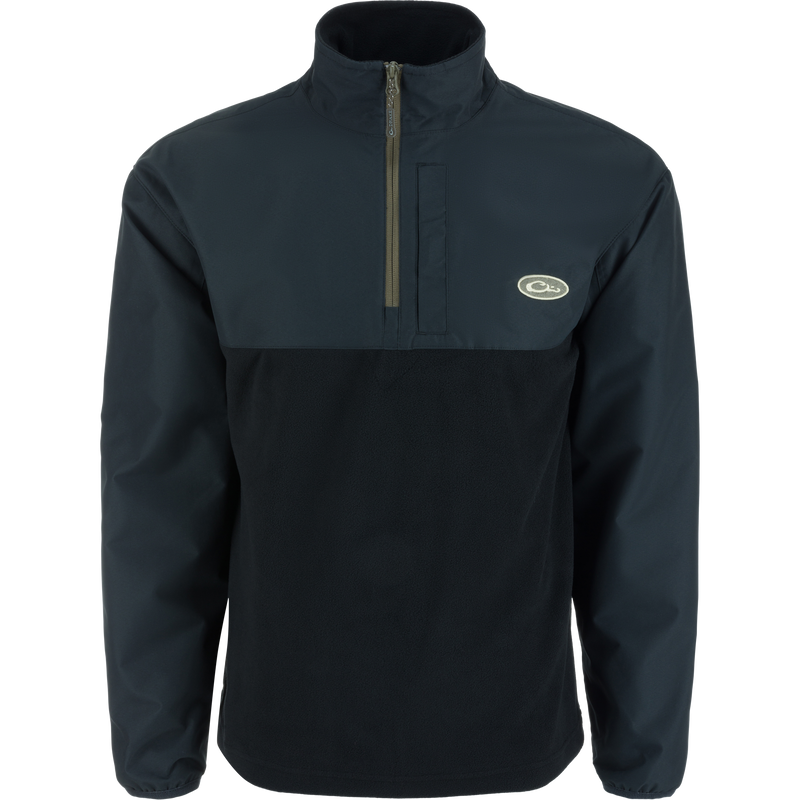 MST Quarter Zip Refuge Eqwader Jacket featuring a patented waterproof and breathable design with a zipper, showcased with advanced comfort features for waterfowl hunting.