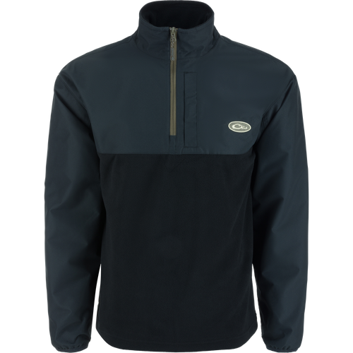 MST Quarter Zip Refuge Eqwader Jacket featuring a patented waterproof and breathable design with a zipper, showcased with advanced comfort features for waterfowl hunting.