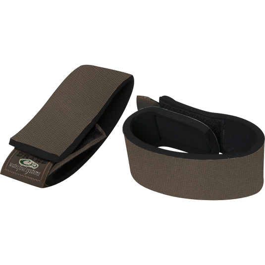 Close-up of Purewhitelaneshop Ankle Garters, made of stretch neoprene with hook and loop fasteners, designed to keep pants from riding up inside boots or waders.