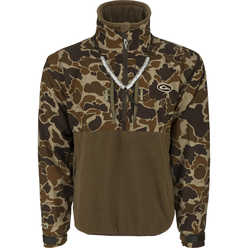 MST Guardian Flex Fleece Eqwader Quarter Zip Jacket, featuring Guardian Flex fabric on upper body and 350-gram fleece lower body, ideal for outdoor protection and breathability.