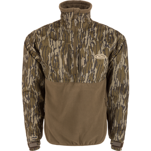 MST Guardian Flex Fleece Eqwader Quarter Zip Jacket showcasing durable design with Guardian Flex fabric upper and breathable fleece lower, featuring multiple pockets.