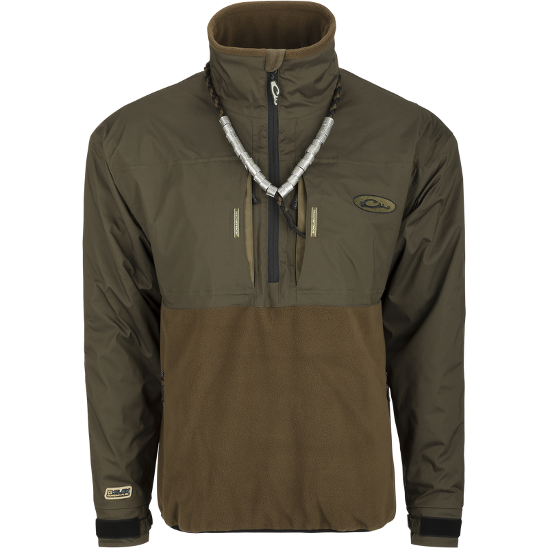 MST Guardian Flex Fleece Eqwader Quarter Zip Jacket with Guardian Flex upper and breathable fleece lower, featuring zippered pockets and reinforced elbows, ideal for outdoor activities.