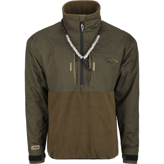 MST Guardian Flex Fleece Eqwader Quarter Zip Jacket with Guardian Flex upper and breathable fleece lower, featuring zippered pockets and reinforced elbows, ideal for outdoor activities.