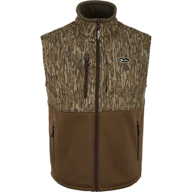 MST Hole Shot Two-Tone Eqwader Vest with sherpa lining, high handwarmer pockets, zippered slash pockets, and adjustable waist, ideal for mid-to-late season weather.