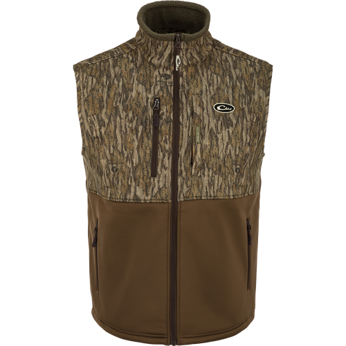 MST Hole Shot Two-Tone Eqwader Vest with sherpa lining, high handwarmer pockets, zippered slash pockets, and adjustable waist, ideal for mid-to-late season weather.