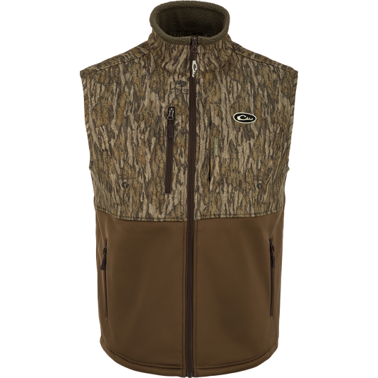 MST Hole Shot Two-Tone Eqwader Vest with sherpa lining, high handwarmer pockets, zippered slash pockets, and adjustable waist, ideal for mid-to-late season weather.