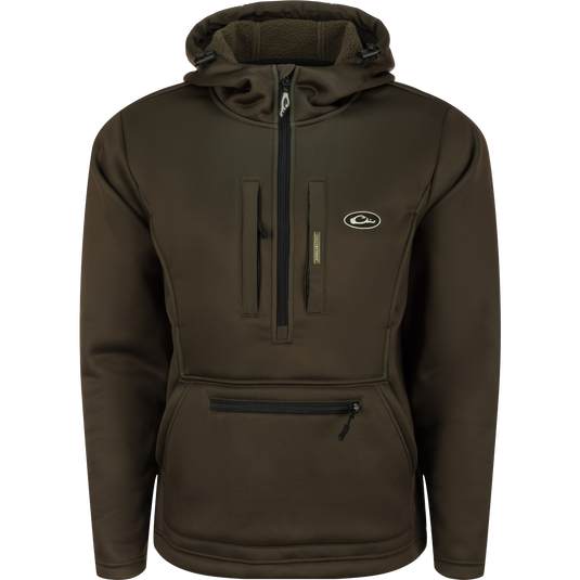 Ultimate Wader Quarter Zip Hoodie with high handwarmer pockets, adjustable waist, and Magnattach™ chest pocket, ideal for layering or as outerwear in mid-season temperatures.