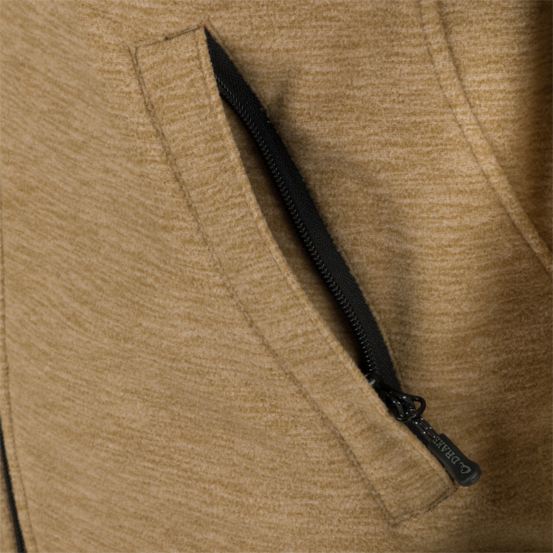 Heathered Windproof Full Zip jacket with YKK zippered pockets. Stay warm and stylish in this windproof, microfleece shell jacket.