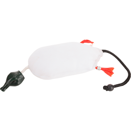 Team Gun Dog Firehose Duck Training Bumper with durable cotton cover, cork filling, duck shape, and easy-throw rope, ideal for enhancing hunting-dog retrieval skills.