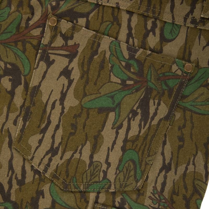 Throwback 80 Field Pant close-up showing antique brass riveted pocket and durable cotton twill fabric, highlighting its robust construction and functional design.