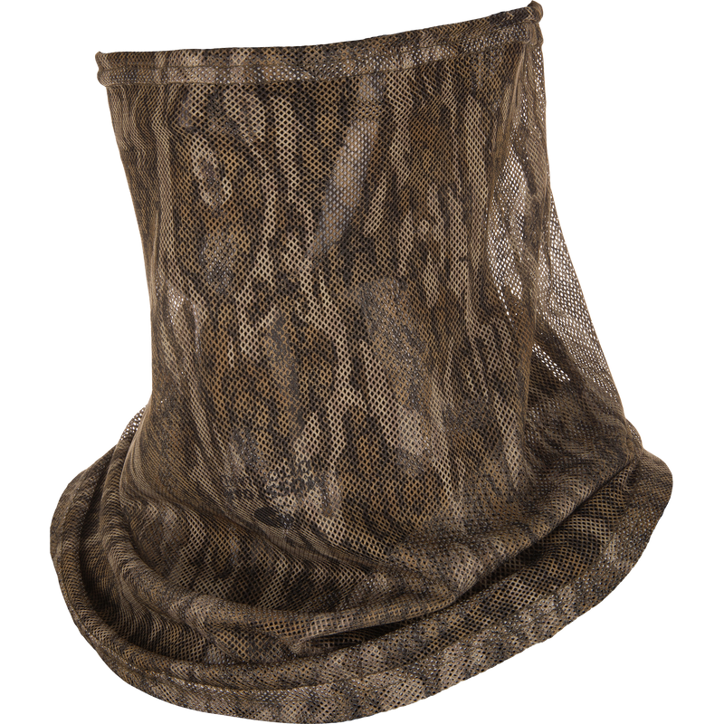 Performance Mesh Half Mask in close-up, showcasing breathable polyester mesh with bungee cord adjustment for a secure fit, ideal for outdoor activities.