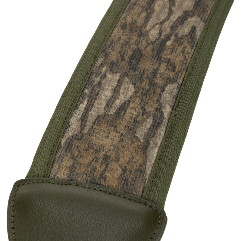 Easy Rider Neoprene Gun Sling featuring a camouflage strap with leather accents, non-slip neoprene pad, and adjustable nylon strap for optimal hunting comfort and control.